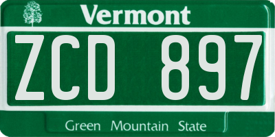 VT license plate ZCD897