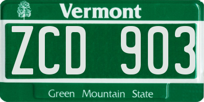 VT license plate ZCD903