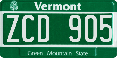 VT license plate ZCD905