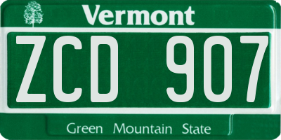 VT license plate ZCD907