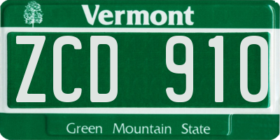 VT license plate ZCD910