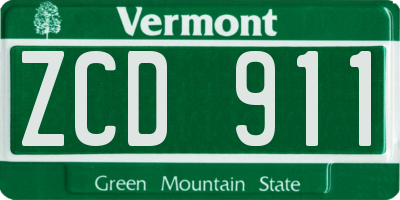 VT license plate ZCD911