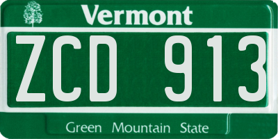VT license plate ZCD913