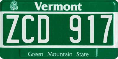 VT license plate ZCD917