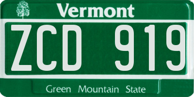 VT license plate ZCD919