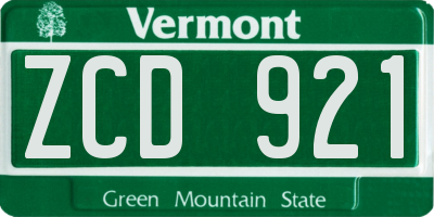VT license plate ZCD921