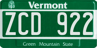 VT license plate ZCD922