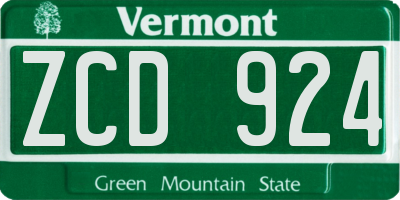 VT license plate ZCD924