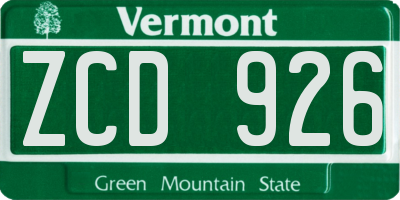 VT license plate ZCD926