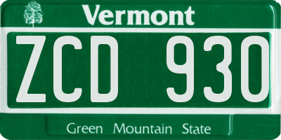 VT license plate ZCD930