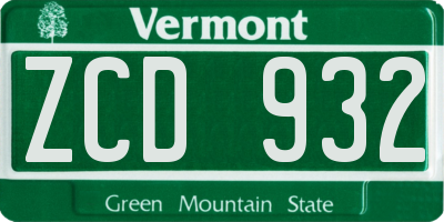 VT license plate ZCD932