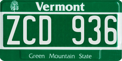VT license plate ZCD936