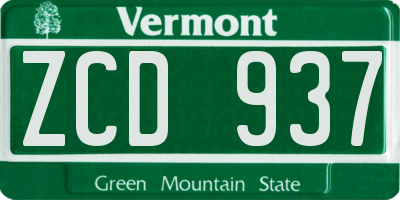 VT license plate ZCD937