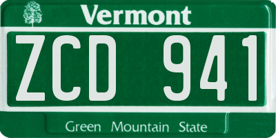 VT license plate ZCD941