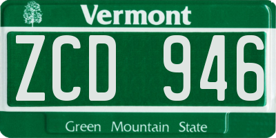 VT license plate ZCD946