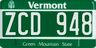 VT license plate ZCD948