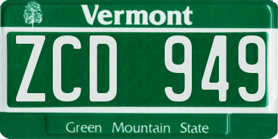 VT license plate ZCD949