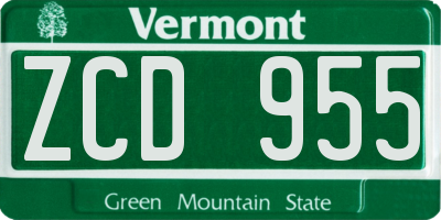 VT license plate ZCD955