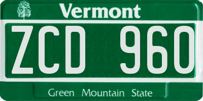 VT license plate ZCD960