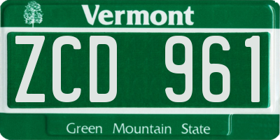 VT license plate ZCD961