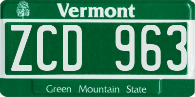 VT license plate ZCD963