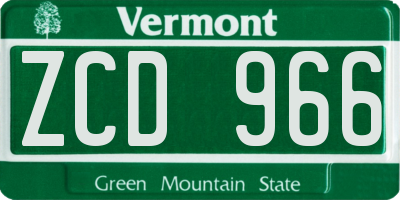 VT license plate ZCD966