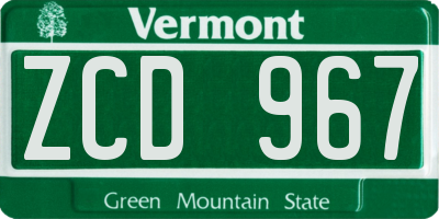 VT license plate ZCD967