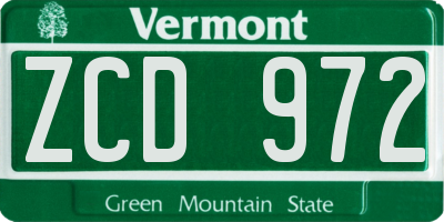 VT license plate ZCD972