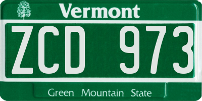 VT license plate ZCD973