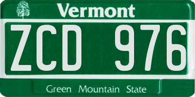 VT license plate ZCD976