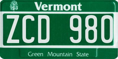 VT license plate ZCD980