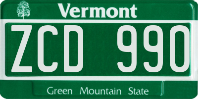 VT license plate ZCD990