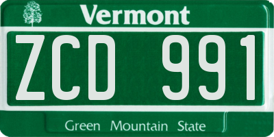 VT license plate ZCD991