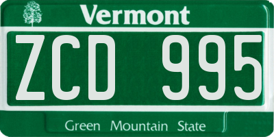 VT license plate ZCD995