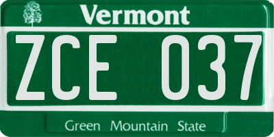 VT license plate ZCE037