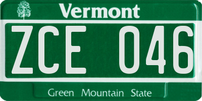 VT license plate ZCE046