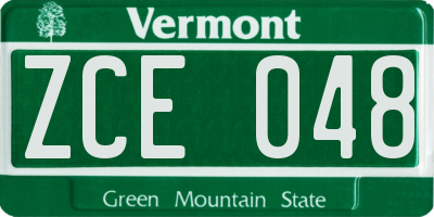 VT license plate ZCE048