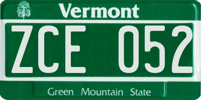VT license plate ZCE052