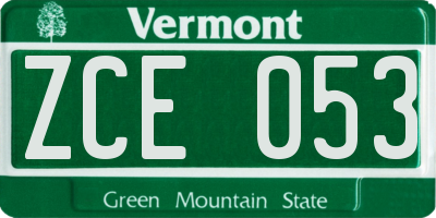 VT license plate ZCE053