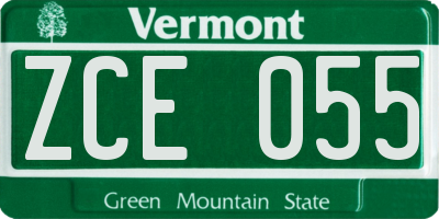 VT license plate ZCE055