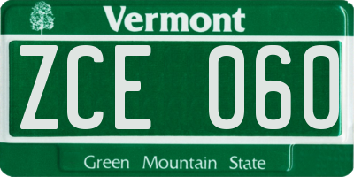 VT license plate ZCE060