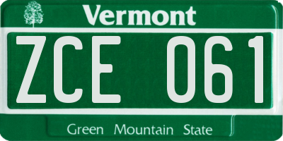 VT license plate ZCE061