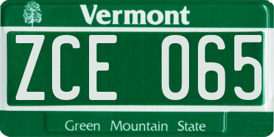 VT license plate ZCE065
