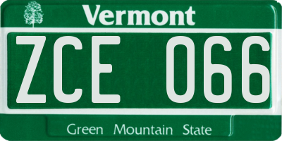 VT license plate ZCE066