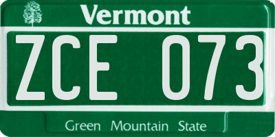 VT license plate ZCE073