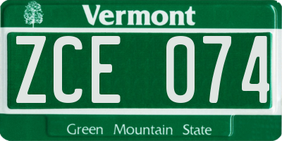 VT license plate ZCE074