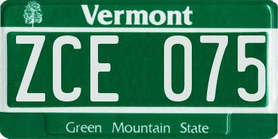 VT license plate ZCE075