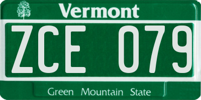 VT license plate ZCE079