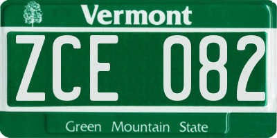 VT license plate ZCE082