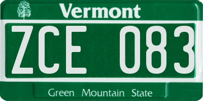 VT license plate ZCE083